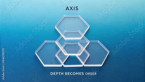 Transparent hexagonal shapes arranged on a gradient background emphasizing design and structure in a modern setting