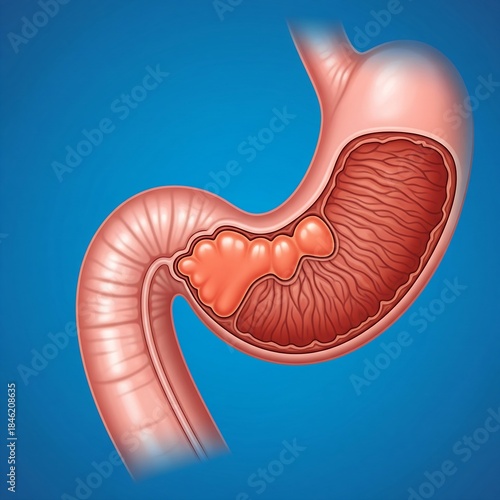 Stomach with Barrett's Esophagus (Lower End): lower esophageal sphincter and upper Stomach,