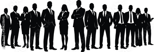 Professional business team standing together in formal attire