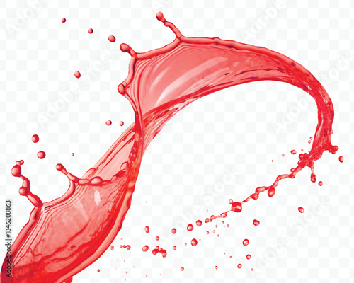 colorful juice or water splash in mid air cut and curve style isolated on transparent background