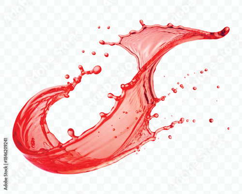 colorful juice or water splash in mid air cut and curve style isolated on transparent background