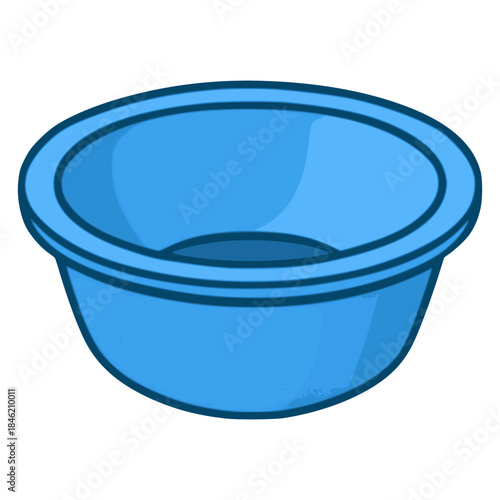 blue plastic basin utensil equipment flat color vector illustration template design