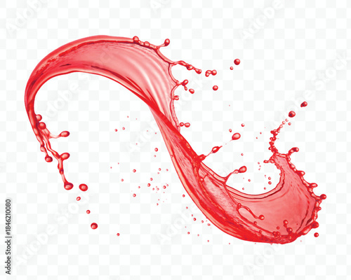 colorful juice or water splash in mid air cut and curve style isolated on transparent background