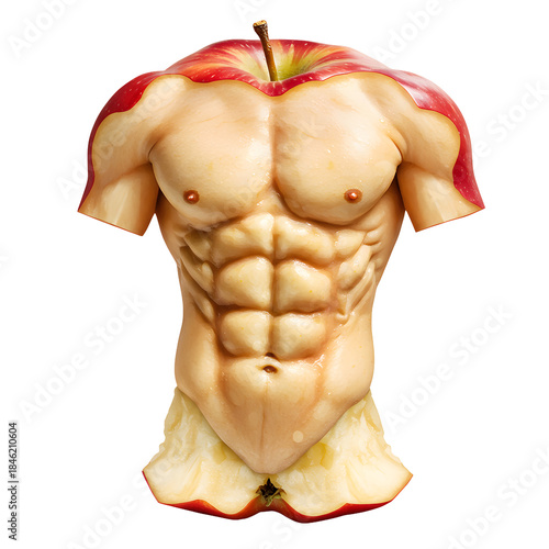 Muscular torso made from sliced apple