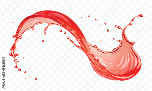 colorful juice or water splash in mid air cut and curve style isolated on transparent background