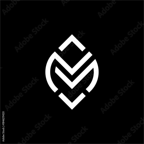 A double Letter M monogram (MM) forming a structured, futuristic leaf. This elegant design is perfect for a modern sustainable investment or luxury eco-lifestyle brand.