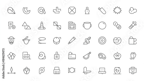 Minimalist line icons for app ui, web interface, and software design