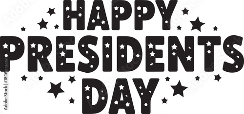 Happy presidents day text with stars and dots