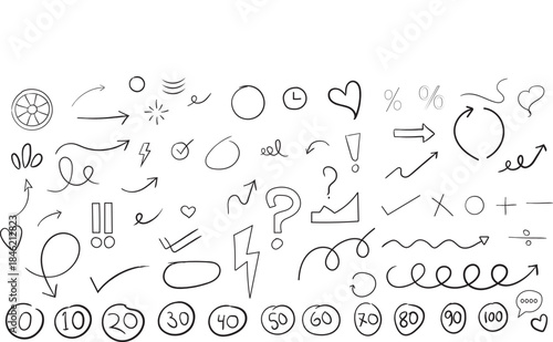 A collection of hand drawn punctuation marks and symbols Hand drawn Doodle