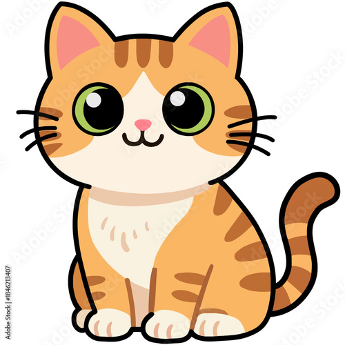 Slika na platnu Adorable big-eyed orange tabby cat smiling sweetly in cute cartoon style