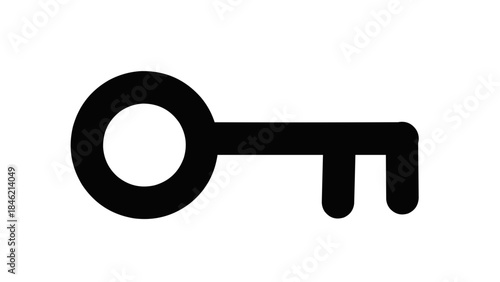 Black key illustration on a white background, symbolizing security, access, and unlocking secrets