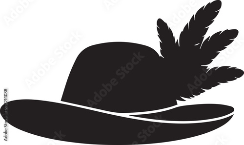 Black silhouette of a traditional hat with feathers