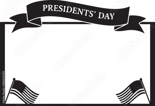 Presidents day banner with american flags and blank space for text