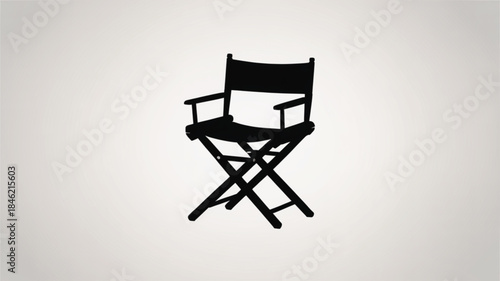 Film director chair symbol for movie production and cinema industry, black silhouette vector icon