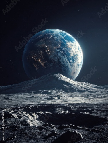 Breathtaking View of Earth from the Moon: Celestial Wonders and Cosmic Serenity