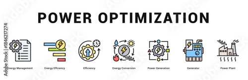 Power Optimization Modern and clean web banner illustration featuring thematic icons for visual communication