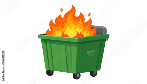 Dumpster fire illustration - A metaphor for chaos and disaster.