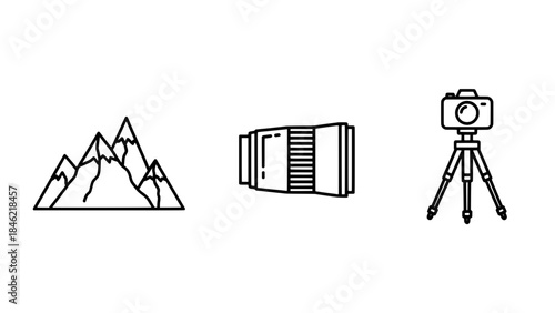 Minimalist black and white illustration showing a guitar neck with a wrench and string roll, representing instrument repair, beside two blank rectangular boxes.