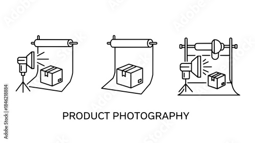 Minimalist black and white illustration showing a guitar neck with a wrench and string roll, representing instrument repair, beside two blank rectangular boxes.