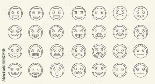 Collection of various emoticon faces expressing different emotions