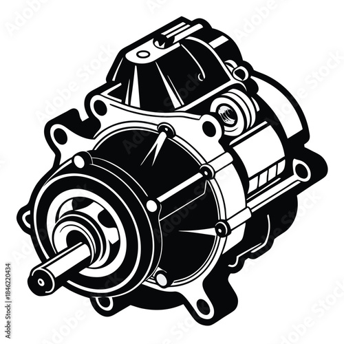 engine starter motor line art silhouette vector illustration