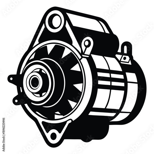 engine starter motor line art silhouette vector illustration