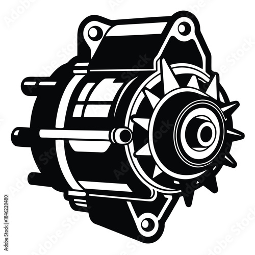 engine starter motor line art silhouette vector illustration