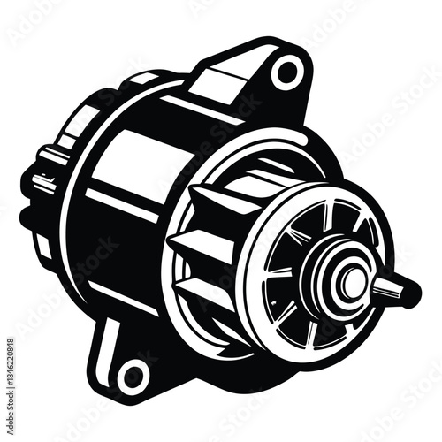 engine starter motor line art silhouette vector illustration