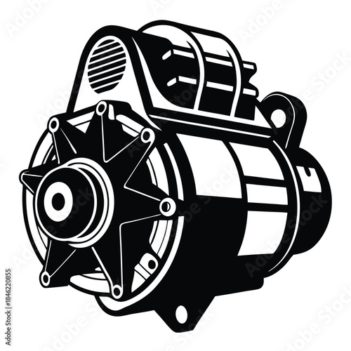engine starter motor line art silhouette vector illustration