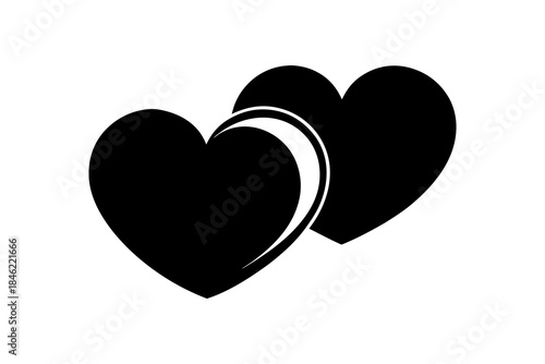 Modern Valentine Icon with Two Shining Hearts.