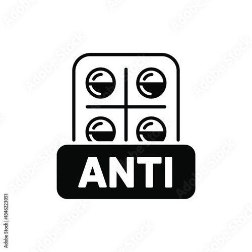 Anti pills blister pack icon medical healthcare symbol pharmaceuticals pharmacy drug treatment medicine illustration