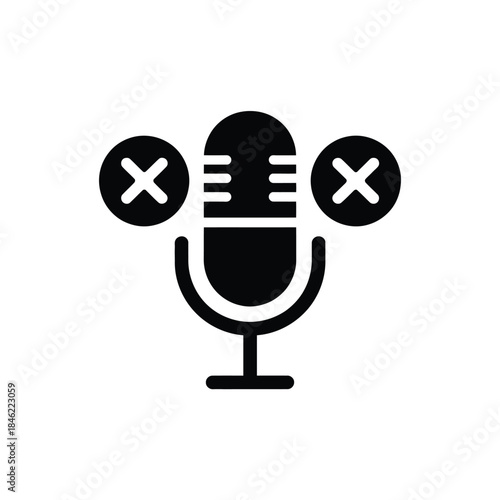 Muted microphone icon signaling audio input restriction during video conferencing or live streaming emphasizing digital privacy settings