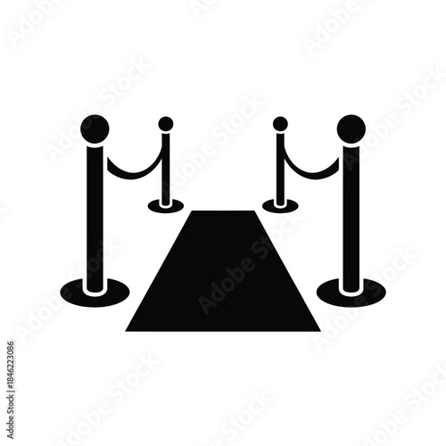 Black silhouette icon of red carpet event with velvet rope barriers luxury premiere gala night grand opening award ceremony