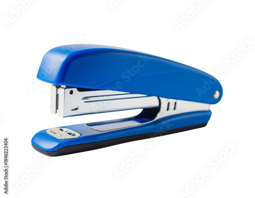 Blue stapler isolated on transparent background