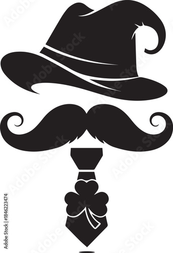 Stylized silhouette of a gentleman with hat mustache and tie