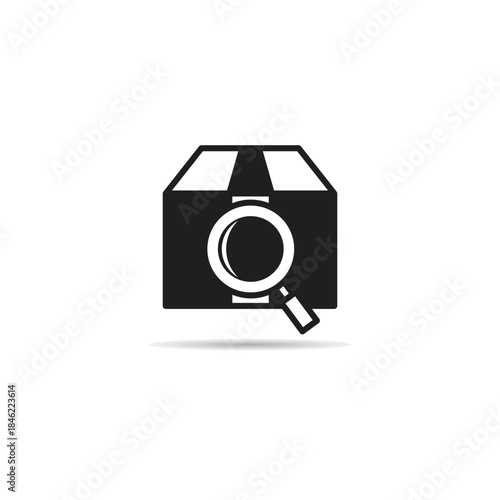carton box and magnifier scan icon vector illustration