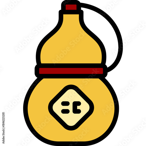 Minimalist Illustration of a Gourd Bottle in Filled Line 
