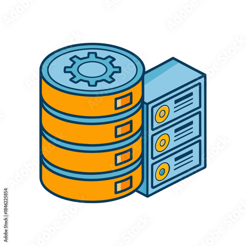 Server and Database Storage Concept Illustration for Cloud Computing and Data Management.