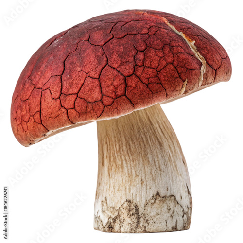 Magnificent red-capped bolete mushroom, edible and flavorful, a true marvel of nature's artistry for culinary creations and gourmet dishes in nature