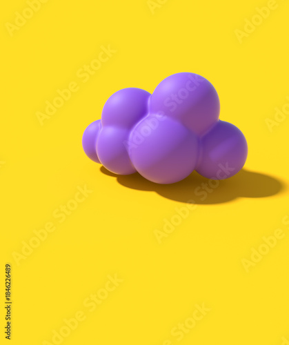 Purple cloud shape rests on bright yellow background, creating a playful and vibrant visual scene for creative design work