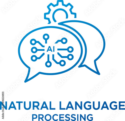 Natural Language Processing AI Icon: Digital Communication and Machine Learning Concept