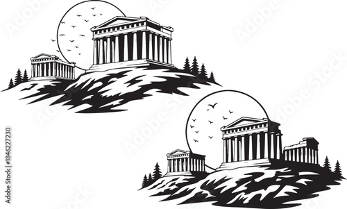 Ancient temples under moonlit skies