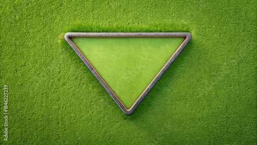 Serene Green Triangle Embedded in Lush Turf, a Symbol of Environmental Harmony and Natural Balance