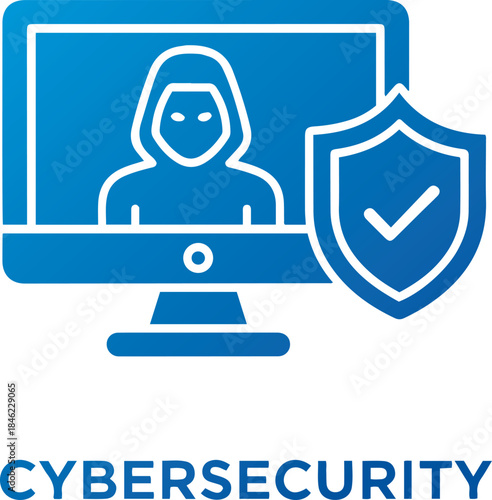 Cybersecurity Protection Icon Digital Shield Against Online Threats and Hackers