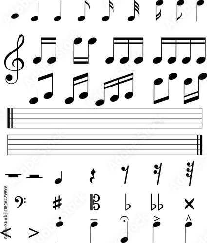 Music Notes and Symbols Vector Set.  illustration