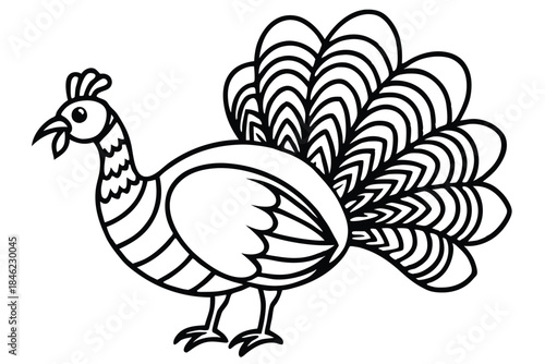 decorative tribal turkey line art silhouette vector illustration