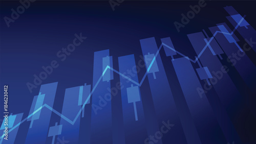 stock market chart background. candlesticks with bar graph. business and finance investment 