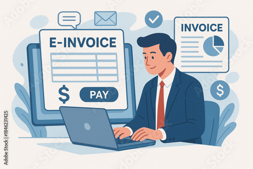 Digital invoice management concept with a simple visual composition