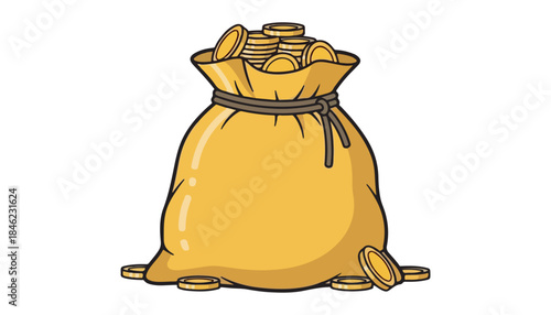 Bag of money beside on a simple isolated background