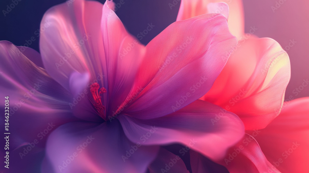 Fototapeta premium Abstract Pink and Purple Hibiscus Flower Close-up Background
